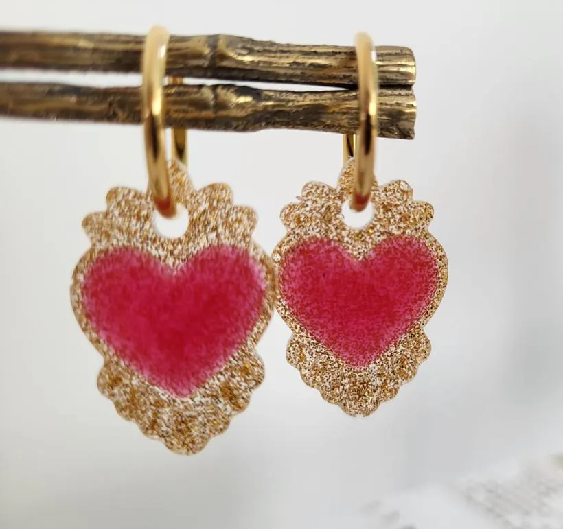 Boucles d'oreilles « Cœur Ex Voto », création faite main L'Atelier de Ninine