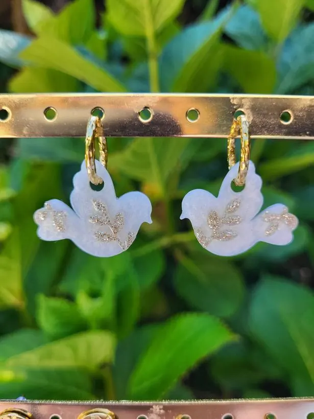 Boucles d'oreilles « Colombe », création faite main L'Atelier de Ninine